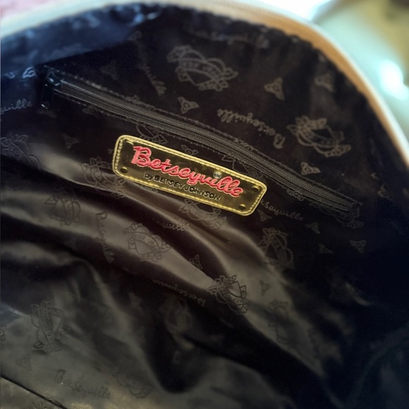 Vtg Betsey Johnson Y2K Black Call Me Betseyville Phone Barrel Bag Dress Handbag - Picture 6 of 14